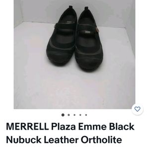 Merrell plaza emme Black nubuck leather ortholite Comfort Mary janes sz 6